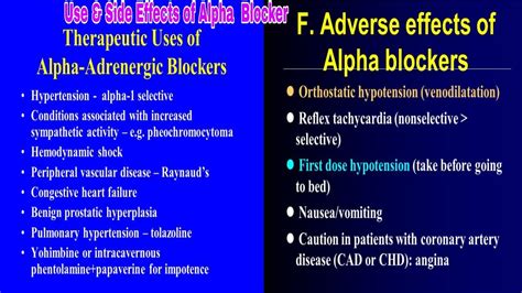 Enumerate the Therapeutic Use and Side Effects of Alpha Blockers and ...