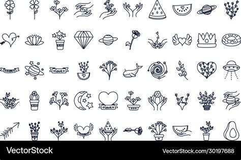 Minimalist tattoo concept icon set line style Vector Image