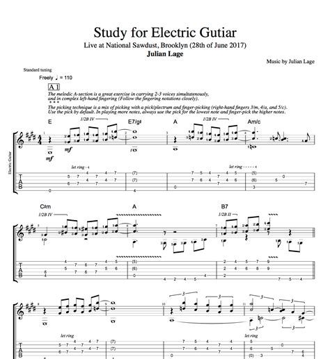 "Study for Electric Guitar" by Julian Lage || Guitar: Tabs + Sheet ...