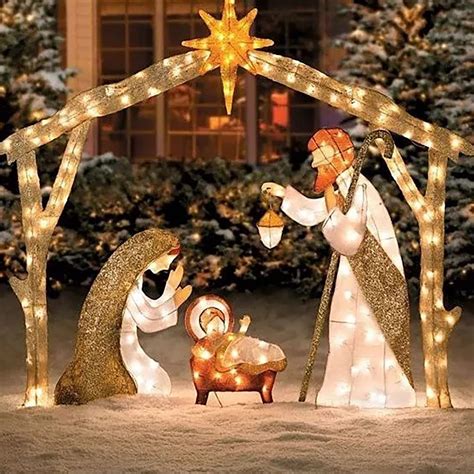 Outdoor Nativity Scene Lighted Outdoor Nativity Scene With LED String ...