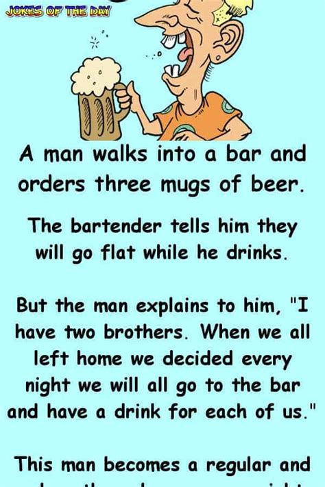 A man walks into a bar and orders three mugs of beer | Jokes Of The Day