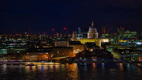 wallpaper city, buildings, aerial view, lights, night, dark HD ...