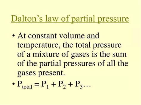 PPT - Dalton’s law of partial pressure PowerPoint Presentation, free ...