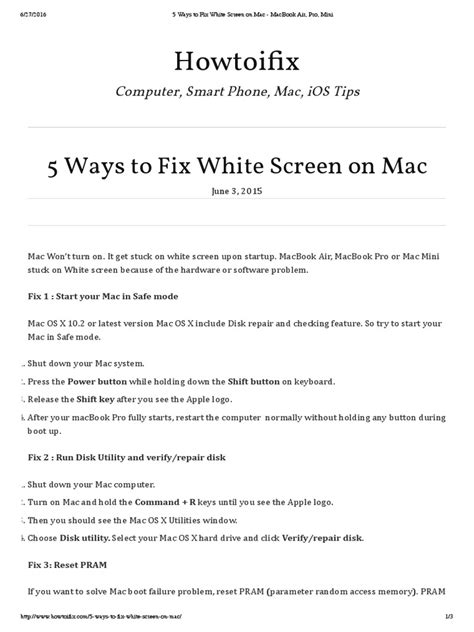 5 Ways To Fix White Screen On Mac - MacBook Air, Pro, Mini | PDF ...