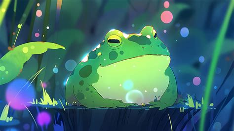 Green Fat Frog Desktop Wallpaper - Cute Frog Wallpaper Desktop