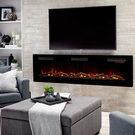 Sierra 72 in. Wall/Built-in Linear Electric Fireplace in Black - SIL72 ...