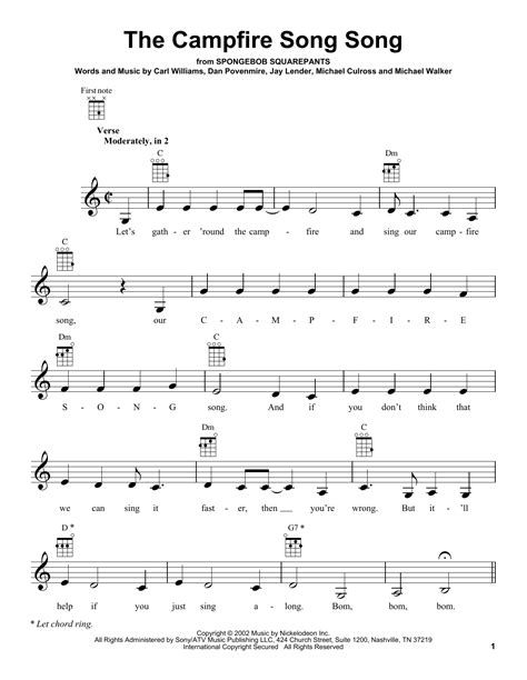 The Campfire Song Song sheet music by Spongebob Squarepants (Ukulele ...