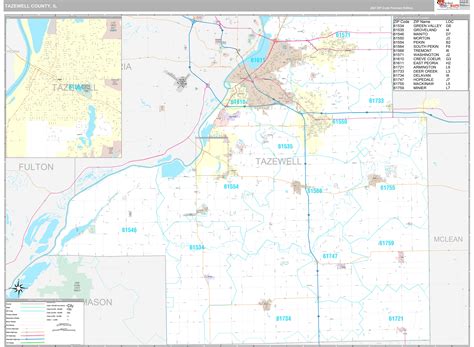 Tazewell County, IL Wall Map Premium Style by MarketMAPS - MapSales.com