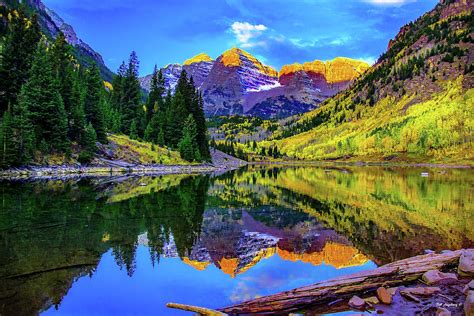 Maroon Bells sunrise #5786 Photograph by Bob Augsburg - Fine Art America