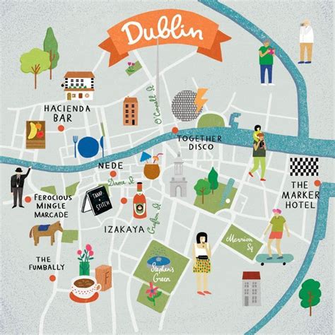 DUBLIN in 2020 | Illustrated map, Dublin map, Ireland travel