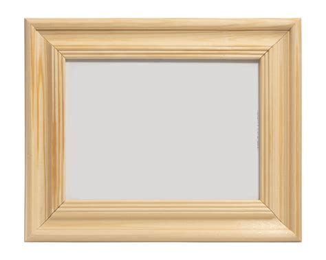 wide wooden frame made of light wood photo isolate. horizontal photo ...