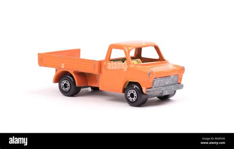 Orange metal toy car, pickup truck, isolated on white Stock Photo - Alamy