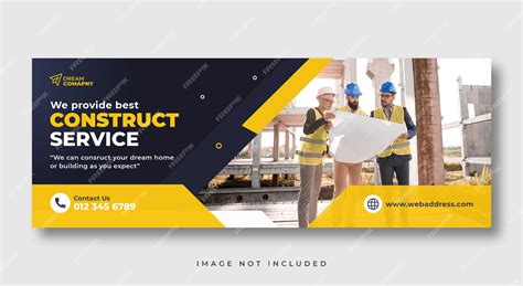 Premium PSD | Construction service social media cover web banner template