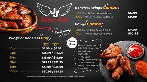 Btj Wings Menu