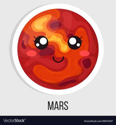 Cartoon cute mars planet isolated on white Vector Image