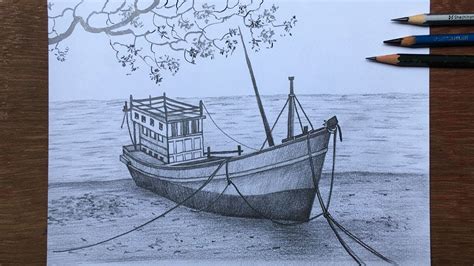 Old Boat Drawings ~ Boat Watercolor Pen Wash Fishing Old Demonstration ...