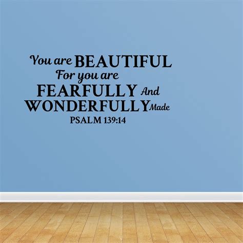 Wall Decal Quote You Are Beautiful For You Are Fearfully And ...