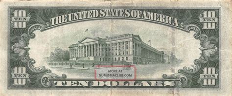 1934 A Chicago $10 Dollar Federal Reserve Note Bill Us Currency