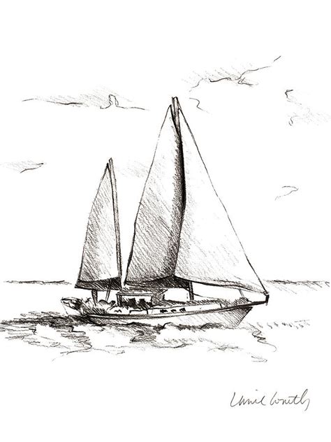 Coastal Boat Sketch II Drawing by Lanie Loreth - Pixels