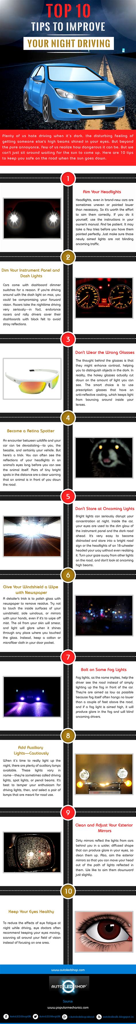 Tips to Improve Your Night Driving - Infographic | Techno FAQ