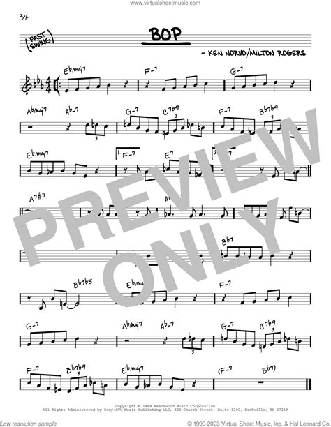 Bop sheet music (real book - melody and chords) (real book) (PDF)