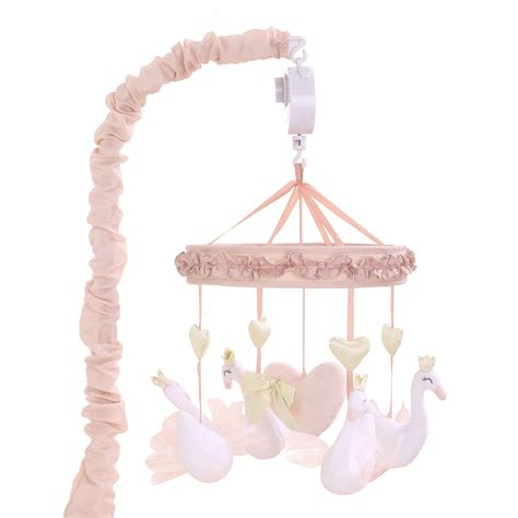 The Peanutshell Baby Girl Musical Crib Mobile - Pink Swans and Hearts ...