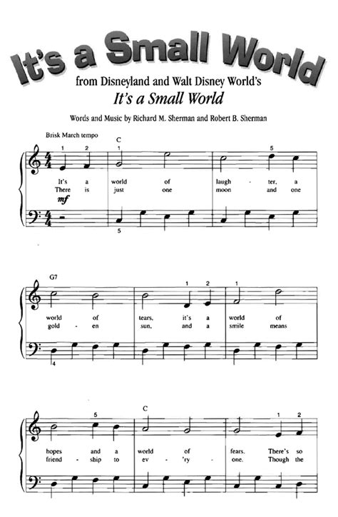 Disney IT'S A SMALL WORLD Easy Piano Sheet music | Easy Sheet Music