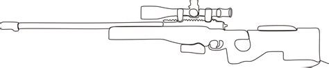 Continuous line drawing of sniper rifle,vector illustration 20264702 ...