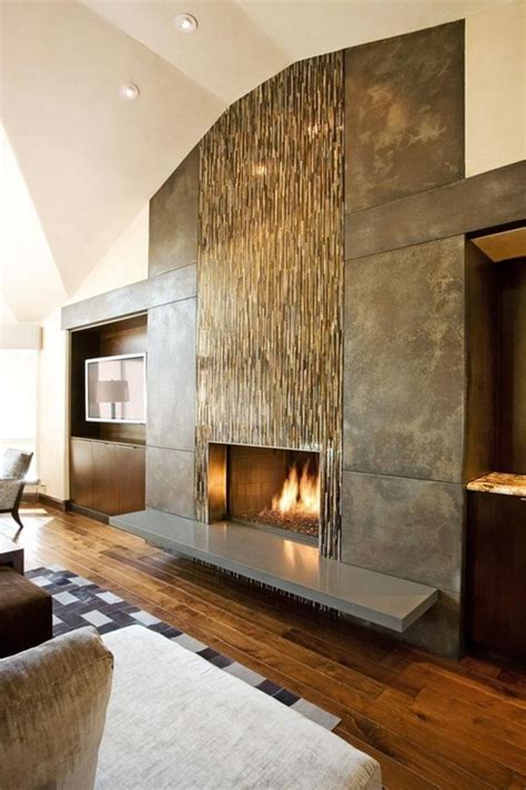 25 Amazing Stone Accent Walls | Contemporary fireplace, Home fireplace ...