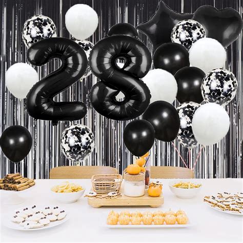 Buy 28th Birthday Balloon 28th Birthday Decorations Black 28 Balloons ...