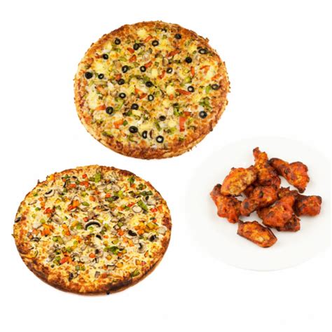 Two Medium Pizzas Family Combo | Jumbo 3 For 1 Pizza and Wings