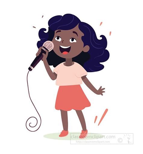 Music Clipart-cute young african american girl holding a microphone and ...