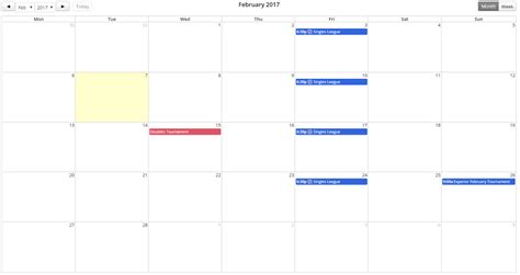 Club events in February