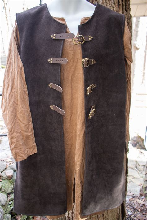 Woodsman Medieval Tunic, Suede Leather W/ Ties or Buckles - Mens L/XL ...