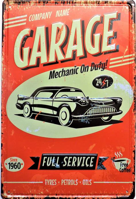 plaque métal vintage GARAGE MECHANIC ON DUTY – TOFMOBILE | Retro cars ...