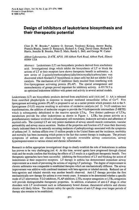 (PDF) Design of inhibitors of leukotriene biosynthesis and their ...