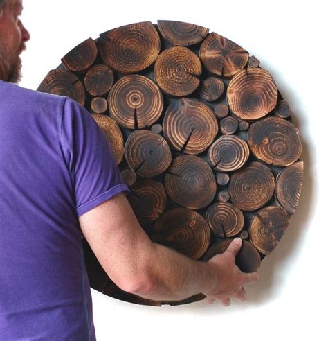 Log Wall Art - CIRCULAR MOSAIC in BLACKENED | Wood wall art diy, Wood ...