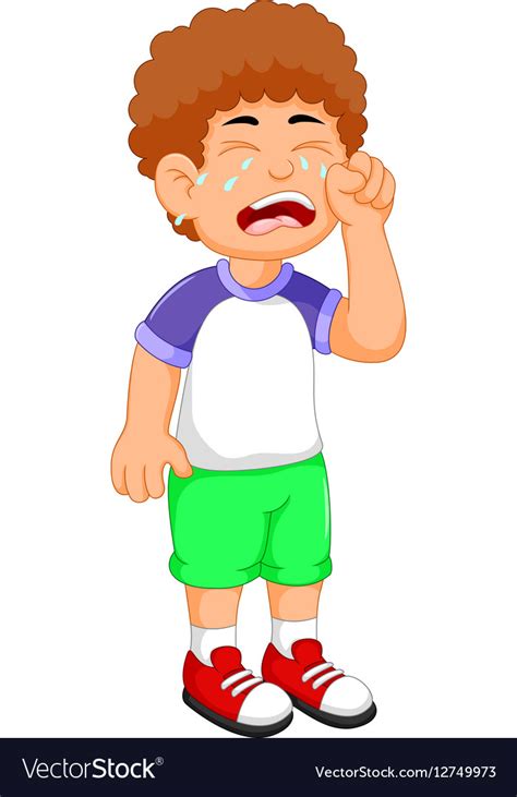 Cute little boy cartoon crying Royalty Free Vector Image