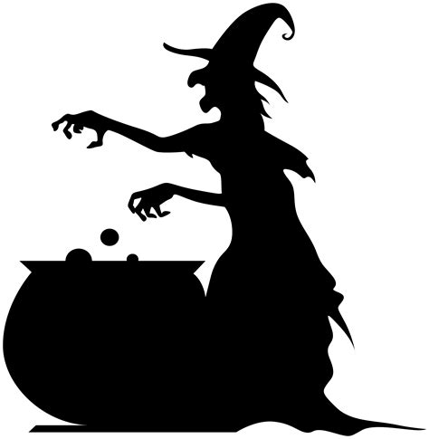 Witch with Cauldron Silhouette PNG Clip ... | Halloween images ...