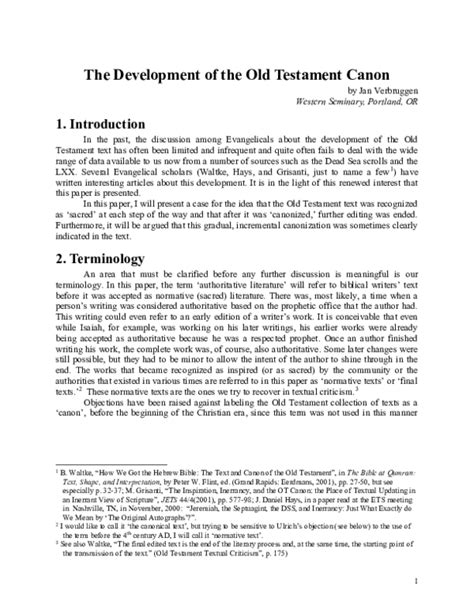 (PDF) The Development of the Old Testament Canon | Jan Verbruggen ...