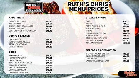 Ruth's Chris Menu Prices + Free Appetizer (2024)