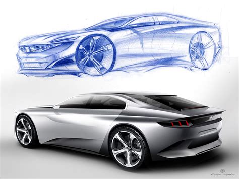 Peugeot Exalt Concept Design Sketch Rendering - Car Body Design