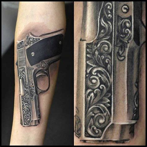 Engraved Gun Tattoo