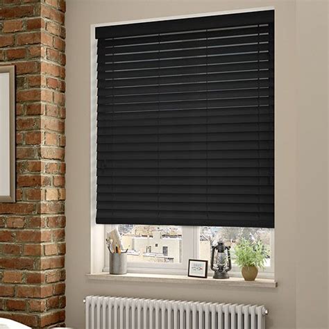 Pure Black Wooden Blind - 50mm Slat | Wooden blinds, Living room blinds ...