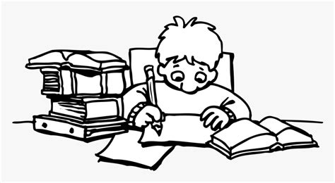 Child Doing Homework Clipart Black