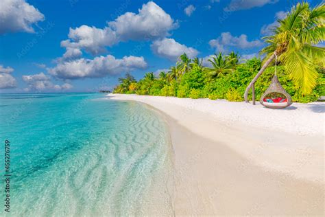 Idyllic tropical beach landscape for background or wallpaper. Design of ...