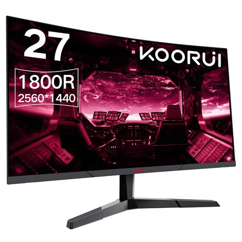 KOORUI 27 inch 144Hz 1ms 2K QHD Curved Gaming Monitor,Adpitive sync,100 ...