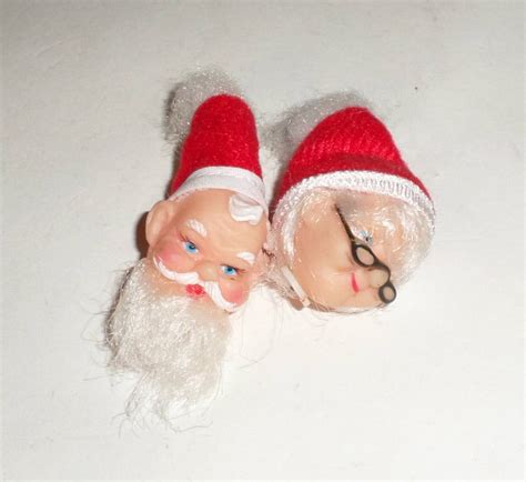 Vintage Santa & Mrs Claus Doll Heads Small Doll Heads