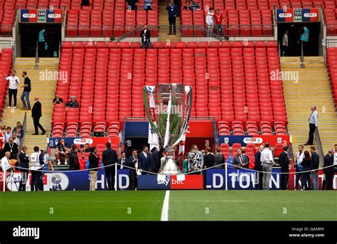 A giant replica of the trophy pitch side before the Sky Bet ...