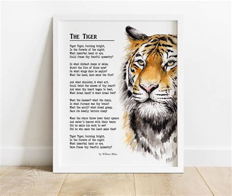 PRINTABLE Tiger Poem by William Blake Printable Wall Art - Etsy UK ...